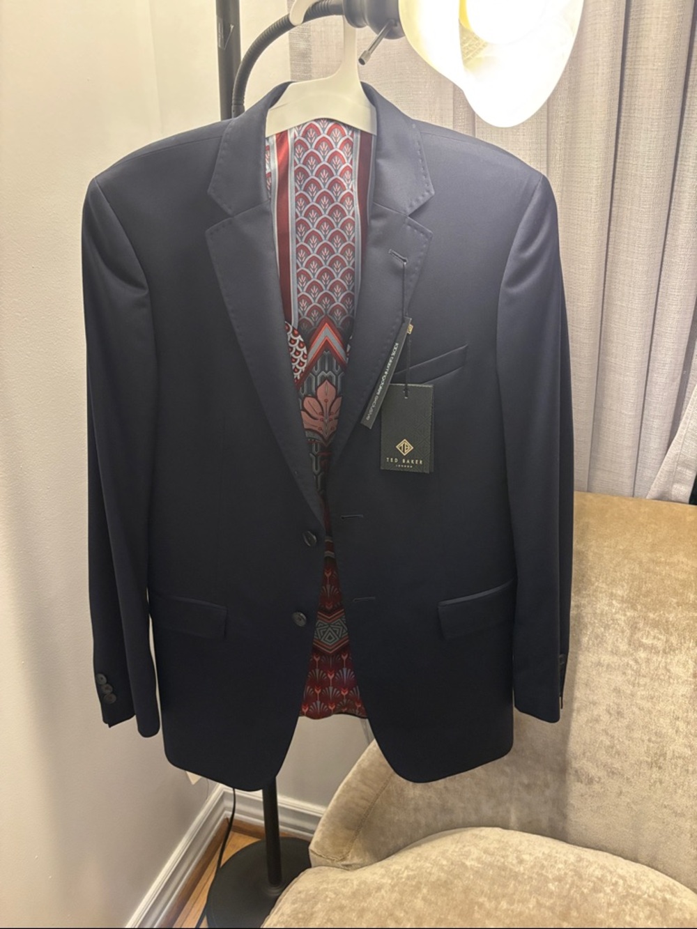 Ted Baker Navy Men's Sport Coat with Patterned Lining